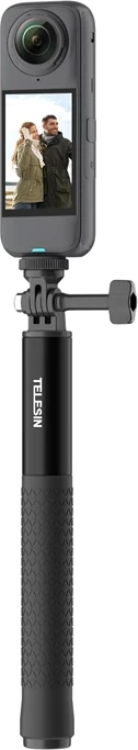 Shkop selfie teleskopik për kamera sportive, Telesin S1-MNP-11, 150 cm, fije 1/4", i zi