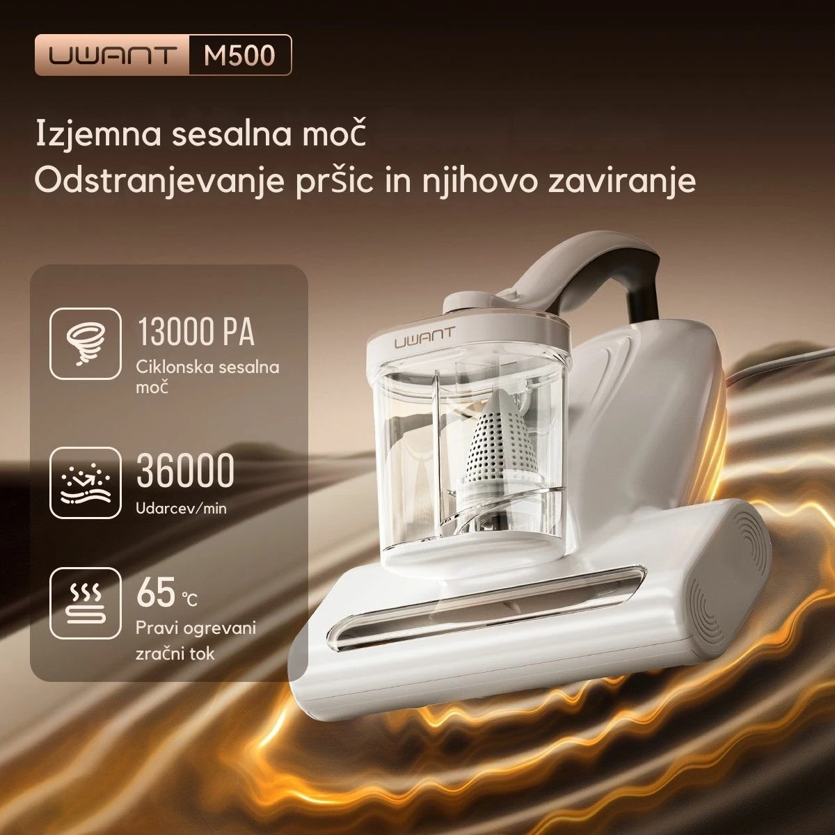 Fshesë kundër marimangave Uwant M500 13000Pa, 65°C, UVC LED, ultrasonike, e bardhë