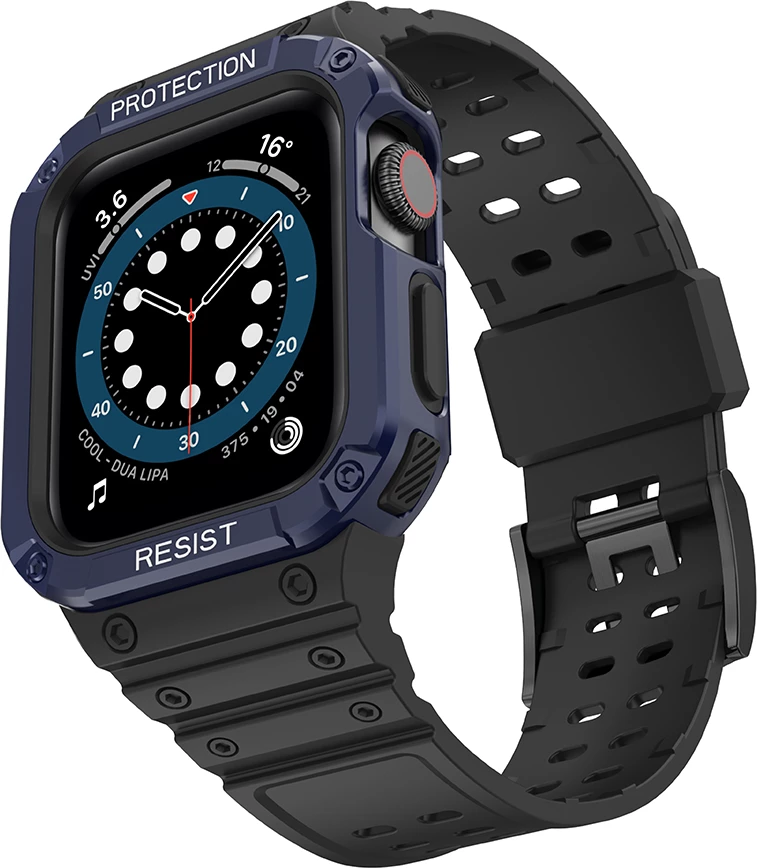 Rrip me kasë mbrojtëse për Apple Watch Hurtel, 41/40/38mm, i zi/blu