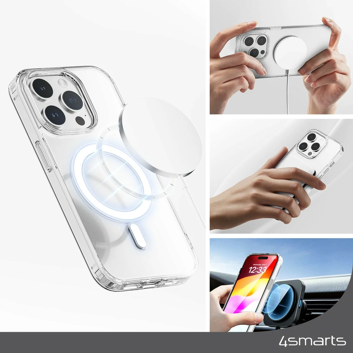 Mbështjellës 4smarts 540603, Apple, iPhone 15, 15.5 cm (6.1"), Transparent