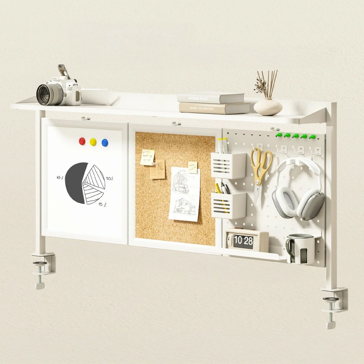 Ndarës tavoline Ergo Office ER-300W, i bardhë, me aksesorë organizues