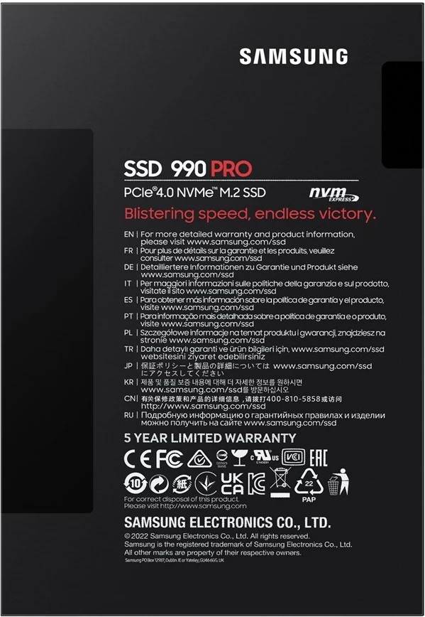 SSD Samsung 990 PRO, 2 TB, M.2, PCI Express 4.0, i zi