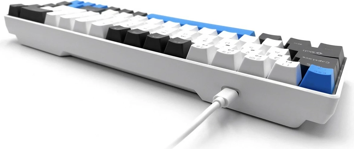 Tastierë mekanike gaming, Media-Tech, Red Core MX60 MT1259, 60% USB-C me kabëll, ndriçim LED RGB, 68 taste, e zezë/blu/e bardhë