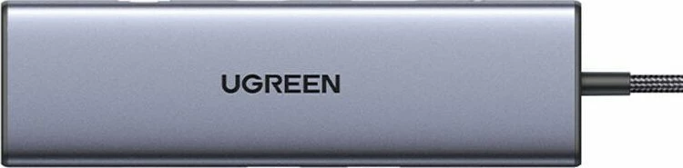 Hub USB-C Ugreen CM498 10n1, 3x USB-A 3.0, HDMI 4K@30Hz, VGA 1080p@60Hz, RJ45 Gigabit, SD/TF, AUX 3.5mm, USB-C PD 100W, gri