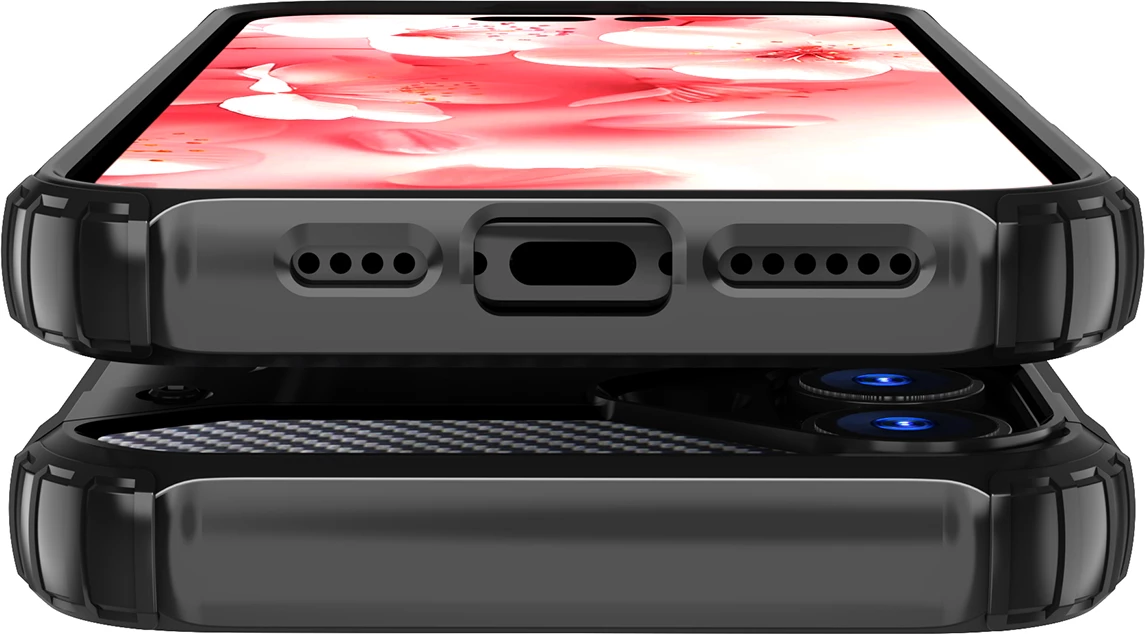 Mbështjellës Hurtel Hybrid Armor për iPhone 16 Plus, i zi