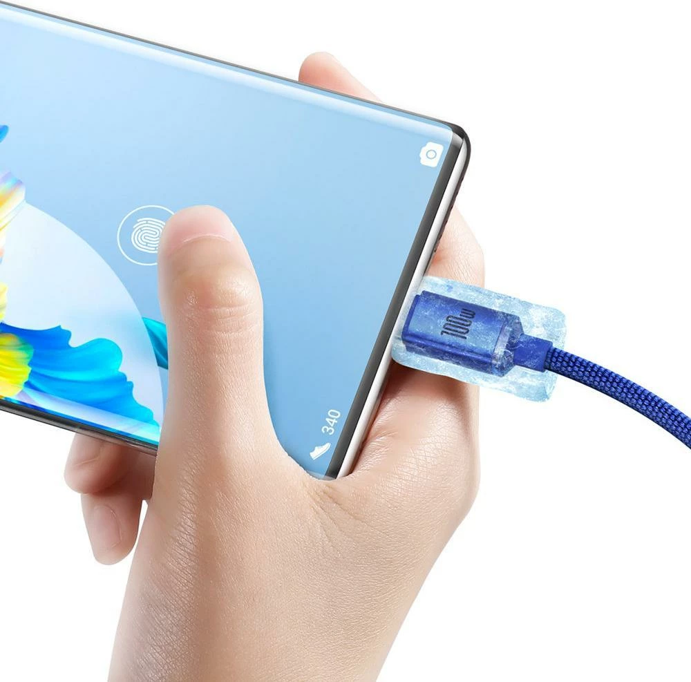 Kabllo USB-A në USB-C Baseus Crystal Shine CAJY000503 2m 100W Blu
