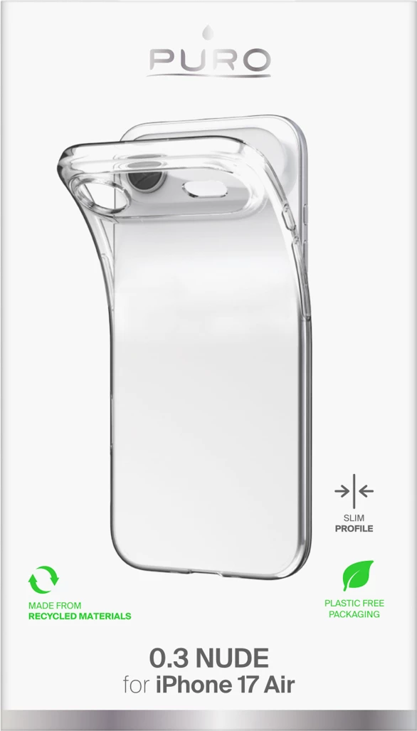 Mbështjellës Puro 0.3 Nude Ultra-Slim TPU për iPhone 17 Air, Transparent