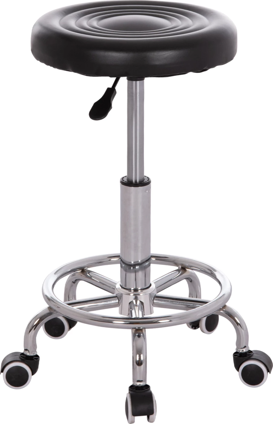 Tabure rrotullues për zyre IRIS, lëkurë artificiale e zezë, set prej 2 copë, FH212.21, Φ32x45-60cm