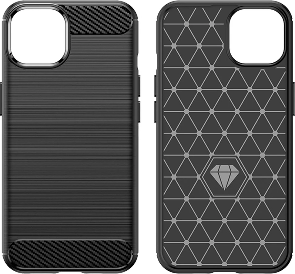 Mbështjellës Hurtel Carbon Case për iPhone 14 Plus, i zi