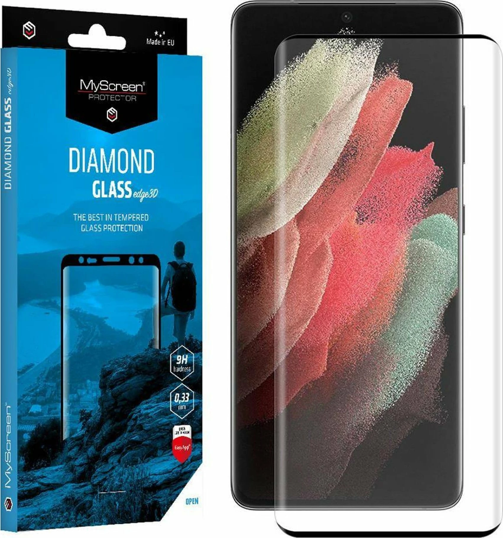 Mbrojtës ekrani xham i temperuar MyScreen Protector Diamond Glass edge3D për Honor Magic6 Pro, kornizë e zezë, 1 copë