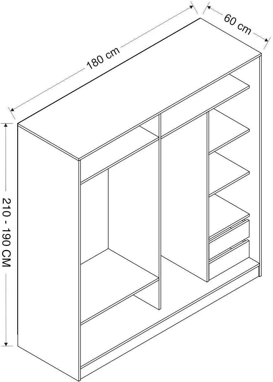 Dollap Hanah Home, Kale, dore dhe antracit, 180x210x52cm