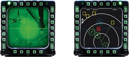 Panel MFD për simulim fluturimi Thrustmaster MFD Cougar, 48 komanda të programueshme, me ndriçim, set 2 copë, i zi