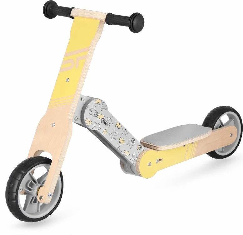 Bicikletë e balancës dhe trotinet për fëmijë 2në1 Spokey WOO-RIDE MULTI, e verdhë
