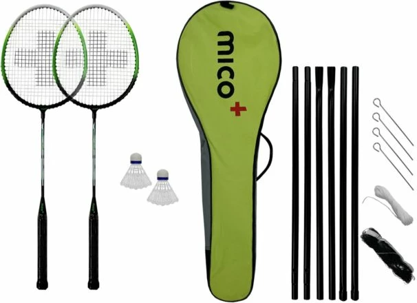 Set badminton Mico, për meshkuj, femra dhe fëmijë, i gjelbër
