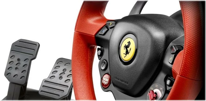 Timon lojrash Thrustmaster Ferrari 458 Spider 4460105 për Xbox One, USB, me pedale, zi e kuqe