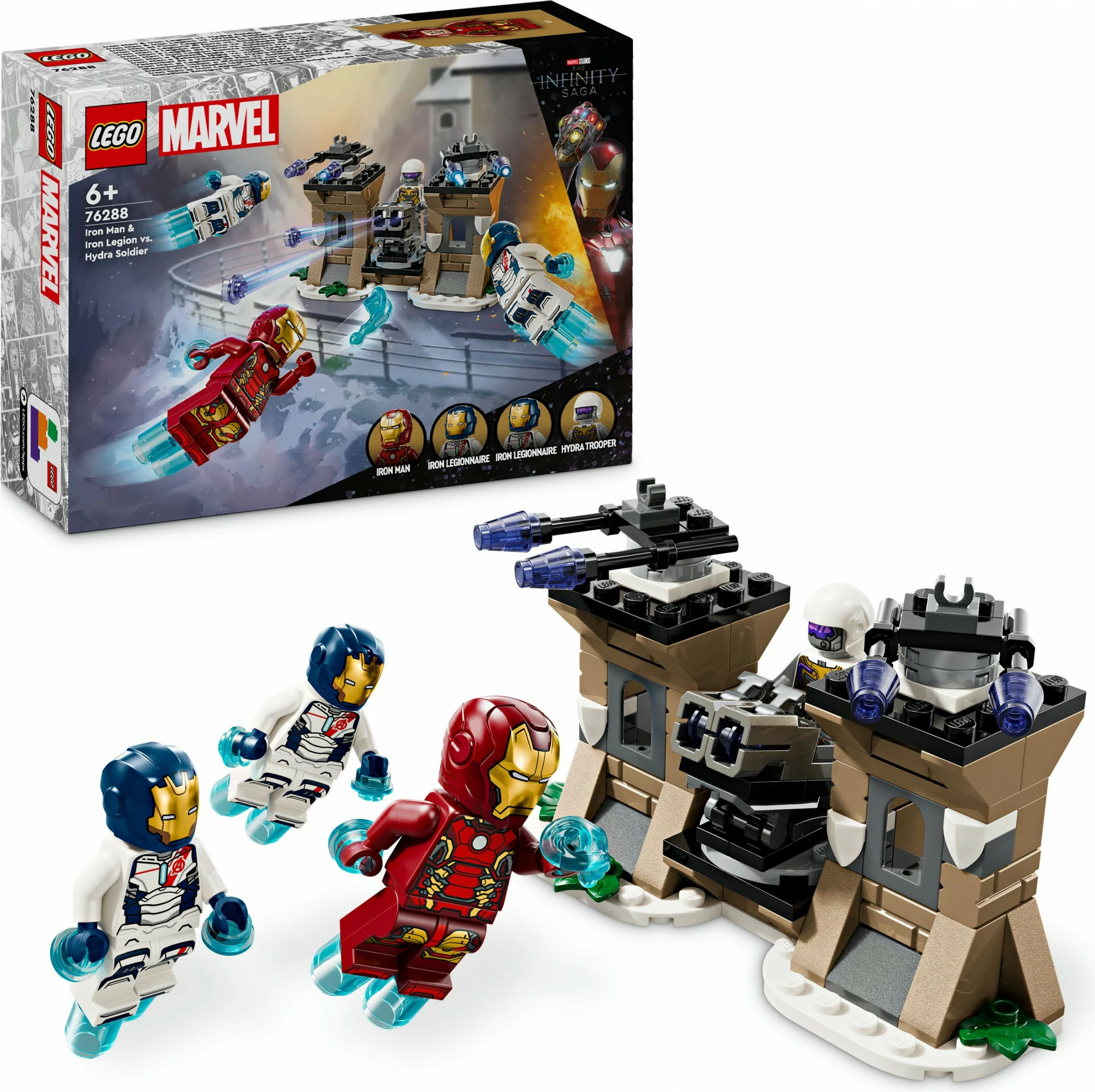 Set ndërtimi LEGO Marvel 76288 Iron Man & Iron Legion kundër HYDRA, shumëngjyrësh