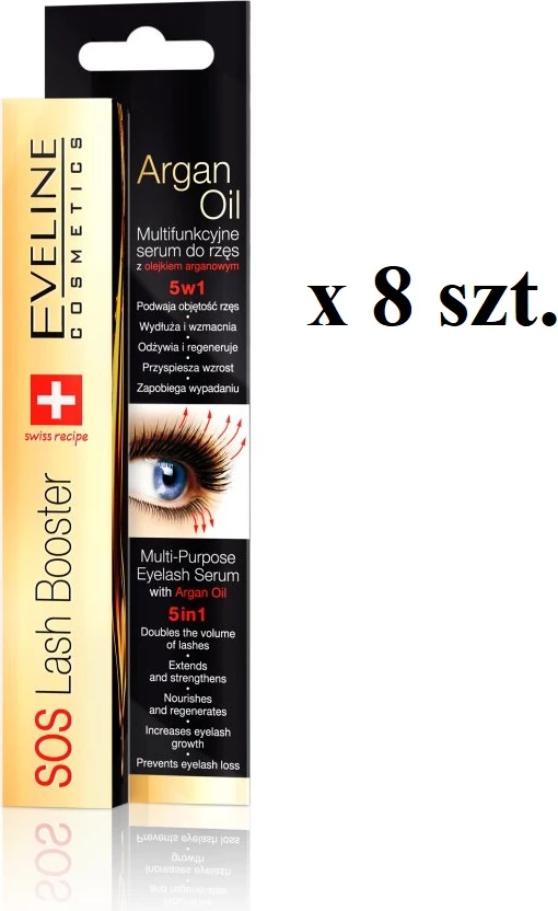 Serumi për qerpikë Eveline Cosmetics SOS Lash Booster With Argan Oil 5-in-1 për femra, 8x10ml