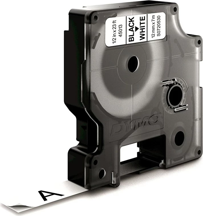 Kasetë etiketa DYMO D1 Standard S0720530, 12mm, e zezë mbi të bardhë