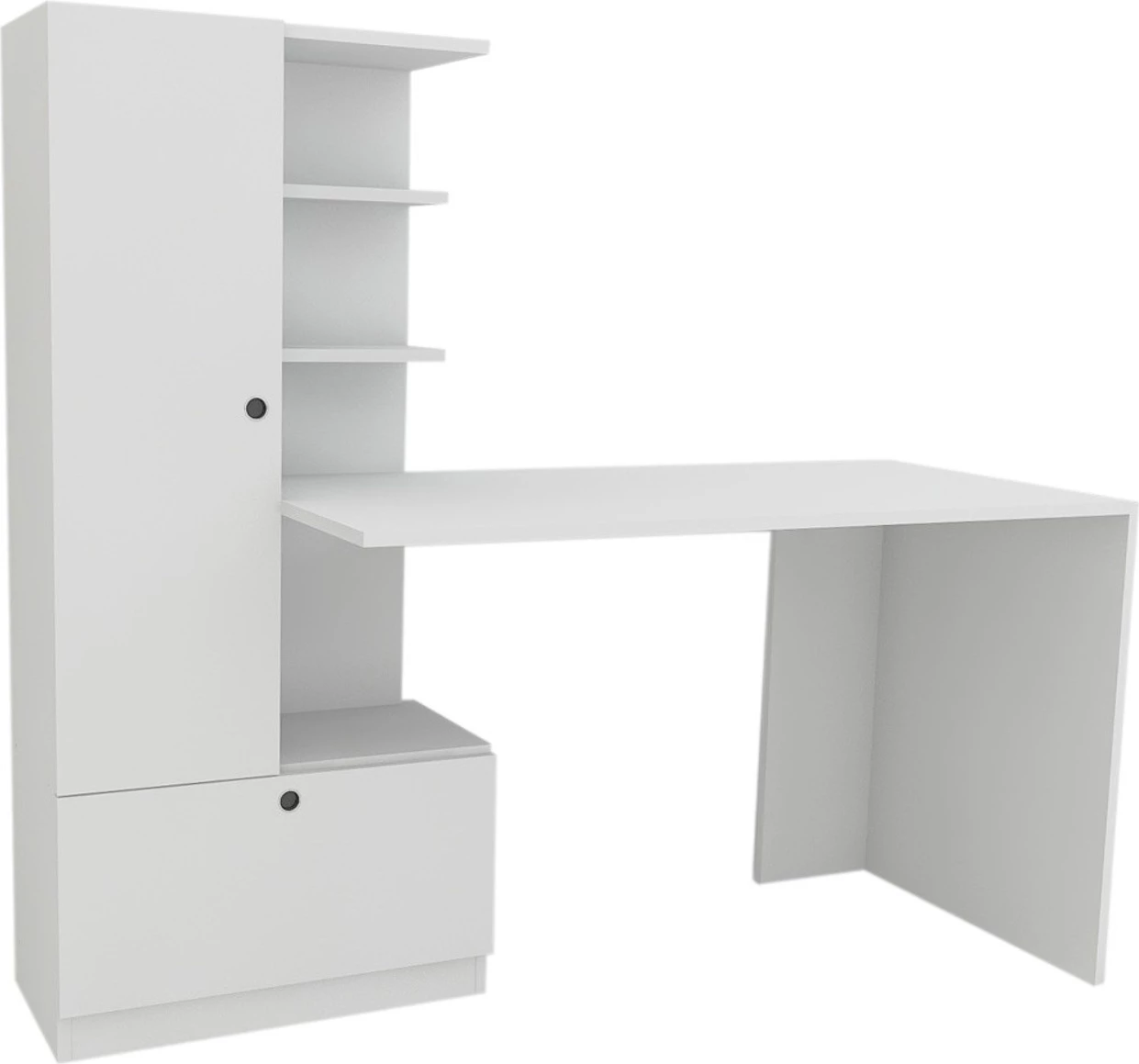 Tavolinë pune me rafte Domingos, e bardhë, Hanah Home