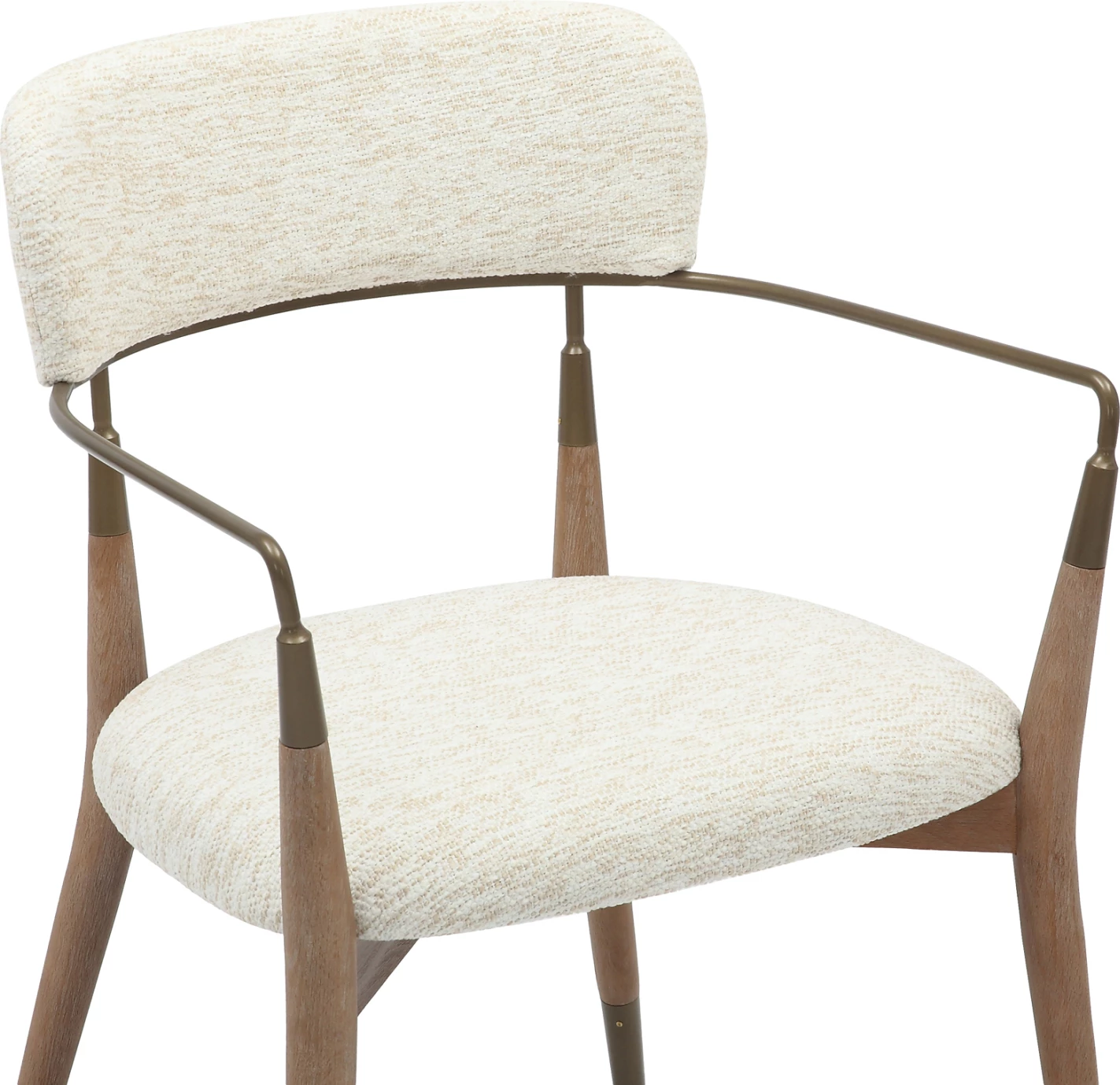 Karrige për ngrënie ROY FH9978.01, këmbë druri ahu, krahë metali, pëlhurë ngjyrë ecru, 51x48x77,5H cm, set prej 2 copash