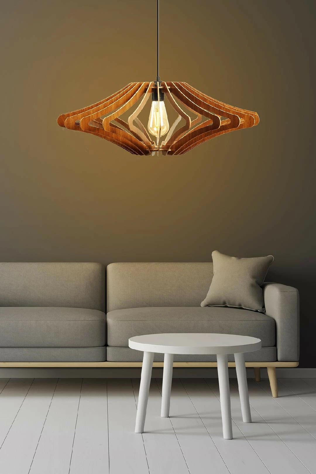Llambë tavani Opviq, dizajn engjëlli, MDF, ngjyrë arre, 59cm