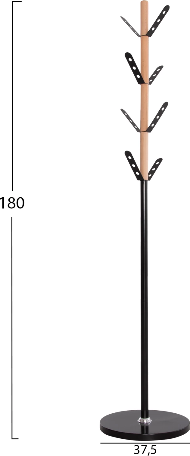 Varëse palltoje BILLY FH18075.01 dru ahu-metal i zi-bazë me dru Φ37.5x180Hcm.