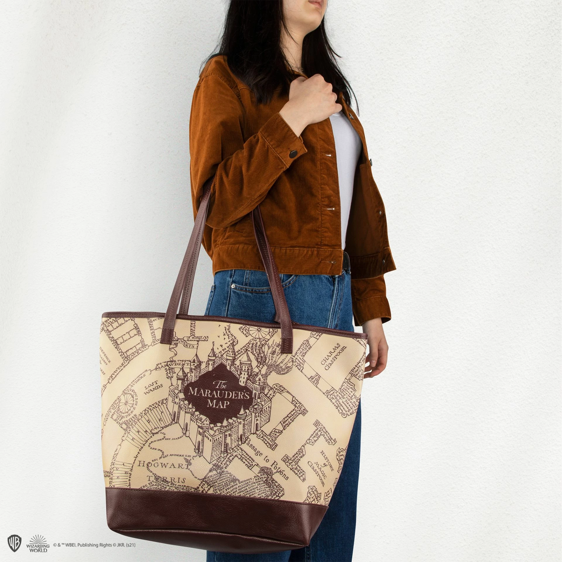 Çantë shopping Cinereplicas Marauder's Map 30×35×20 cm PVC, bezhë/kafe, me çantë të vogël