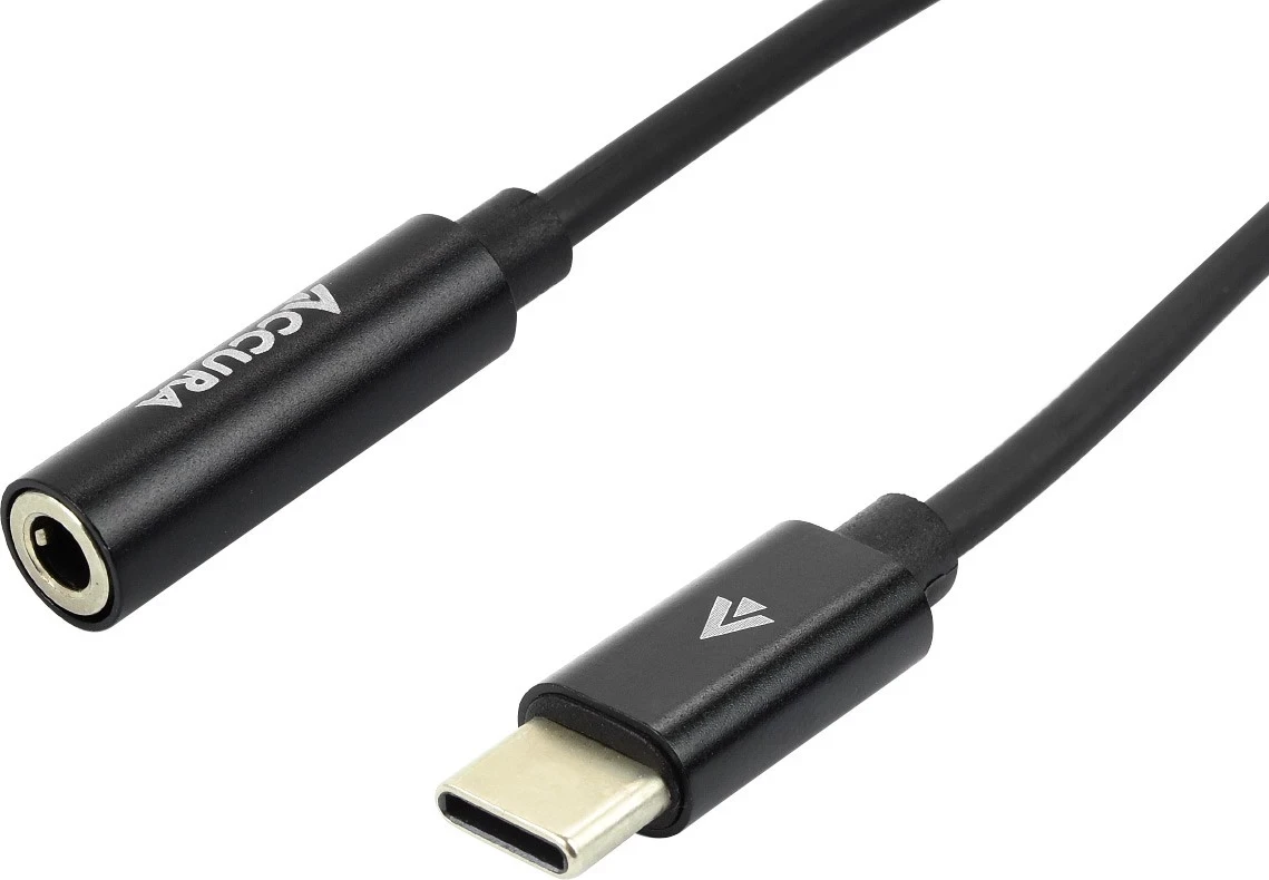 Adapteri Accura USB-C në miniJack, ngjyrë e zezë