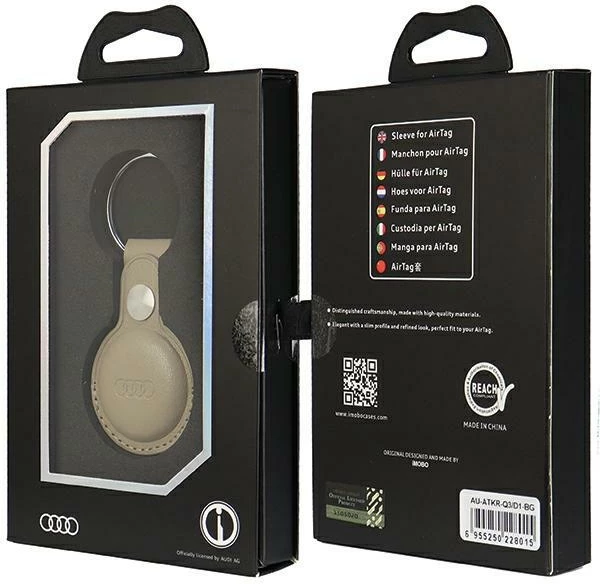 Mbështjellës Audi për AirTag, lëkurë sintetike, bezhë