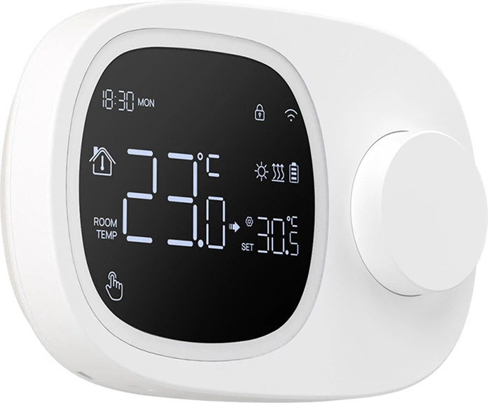 Termostat i mençur WiFi Avatto WT598, kontroll ngrohje/ftohje, ekran negativ, aplikacion Tuya/Smart Life, furnizim USB-C ose 3x AAA, i bardhë