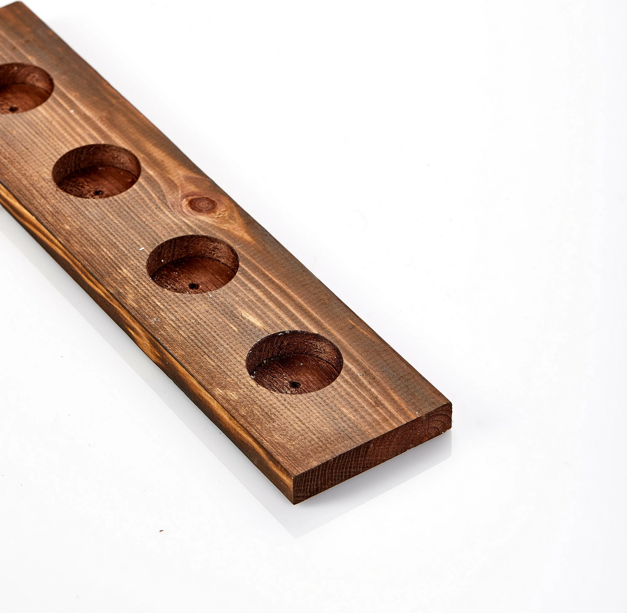 Mbajtëse druri për qirinj të vegjël, dizajn Aberto, ngjyrë kafe, 35x9cm