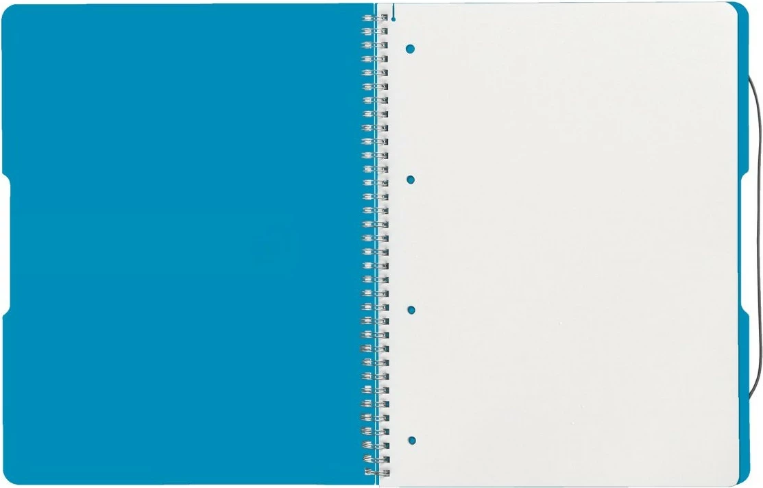 Bllok spiral herlitz 11293610, A4, 80 fletë, plastikë, kaltër transparent