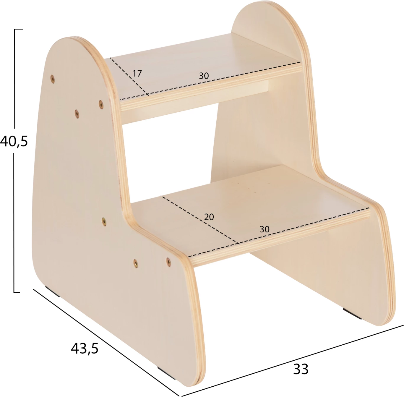 Shkallë për fëmijë RICKI, MDF & kompensatë, ngjyrë natyrale, FH18340.01, 33x43.5x40.5cm
