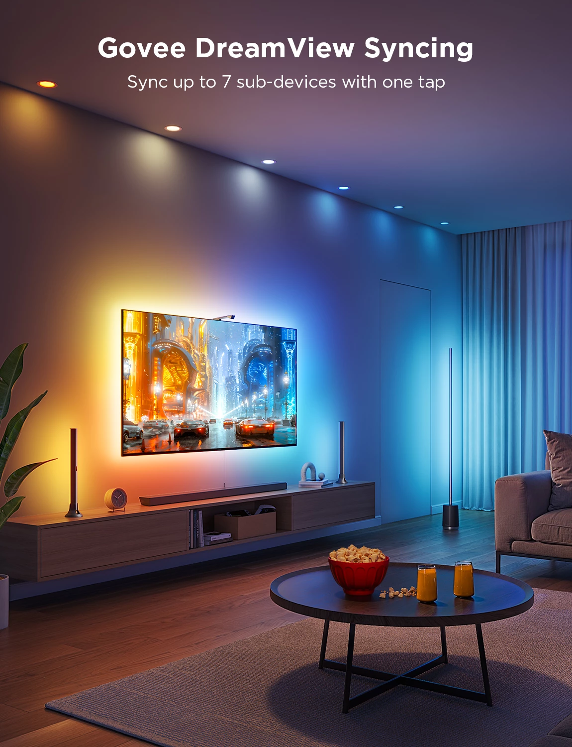 Set ndriçimi LED për TV Govee Envisual TV Backlight 3 Lite Kit 55-65\", RGB, me kamerë + 2 shufra drite
