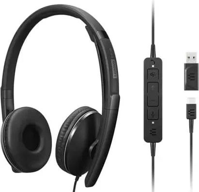 Kufje Lenovo 4XD1M45627 me kabllo, USB Type-C, Të zeza