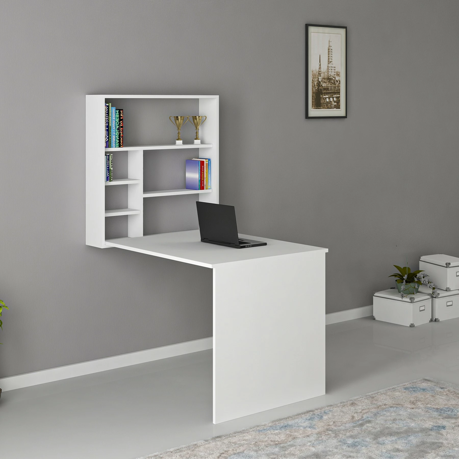 Tavolinë studimi Hanah Home, Sedir, e bardhë
