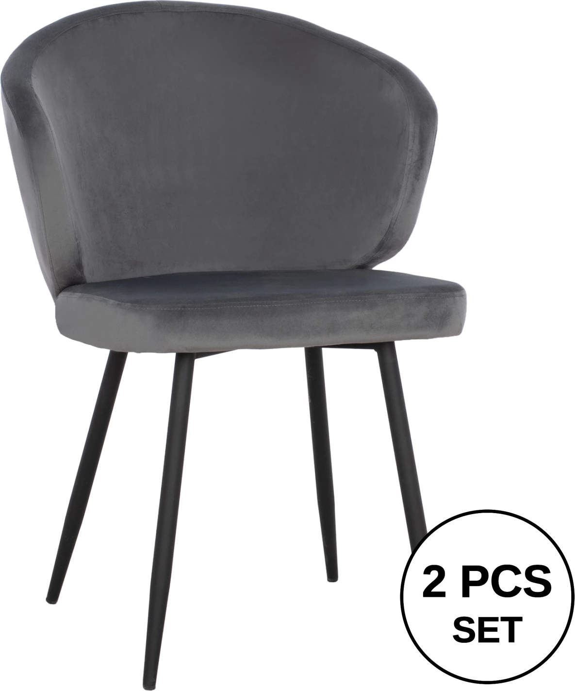 Karrige JIYA me kadife gri & skelet metalik të zi FH8728.01 60x60x85 cm, set prej 2 copë