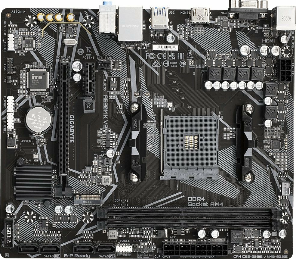 Pllakë amë Gigabyte A520M K V2 micro-ATX, DDR4 64GB, M.2 NVMe, HDMI/VGA