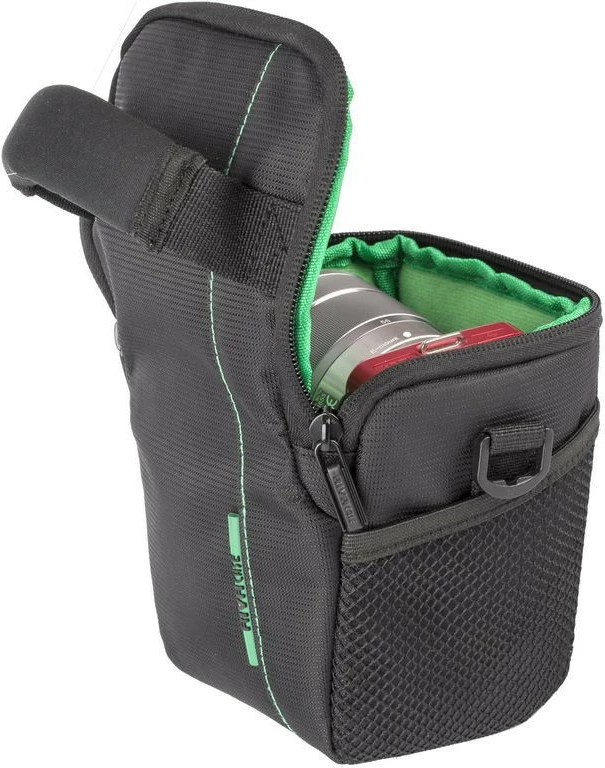 Çantë kamerash RIVACASE Green Mantis 7412, 3 ndarje, e zezë/gjelbër