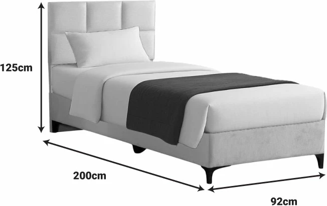 Krevat Melei, stof krem, 90x200cm