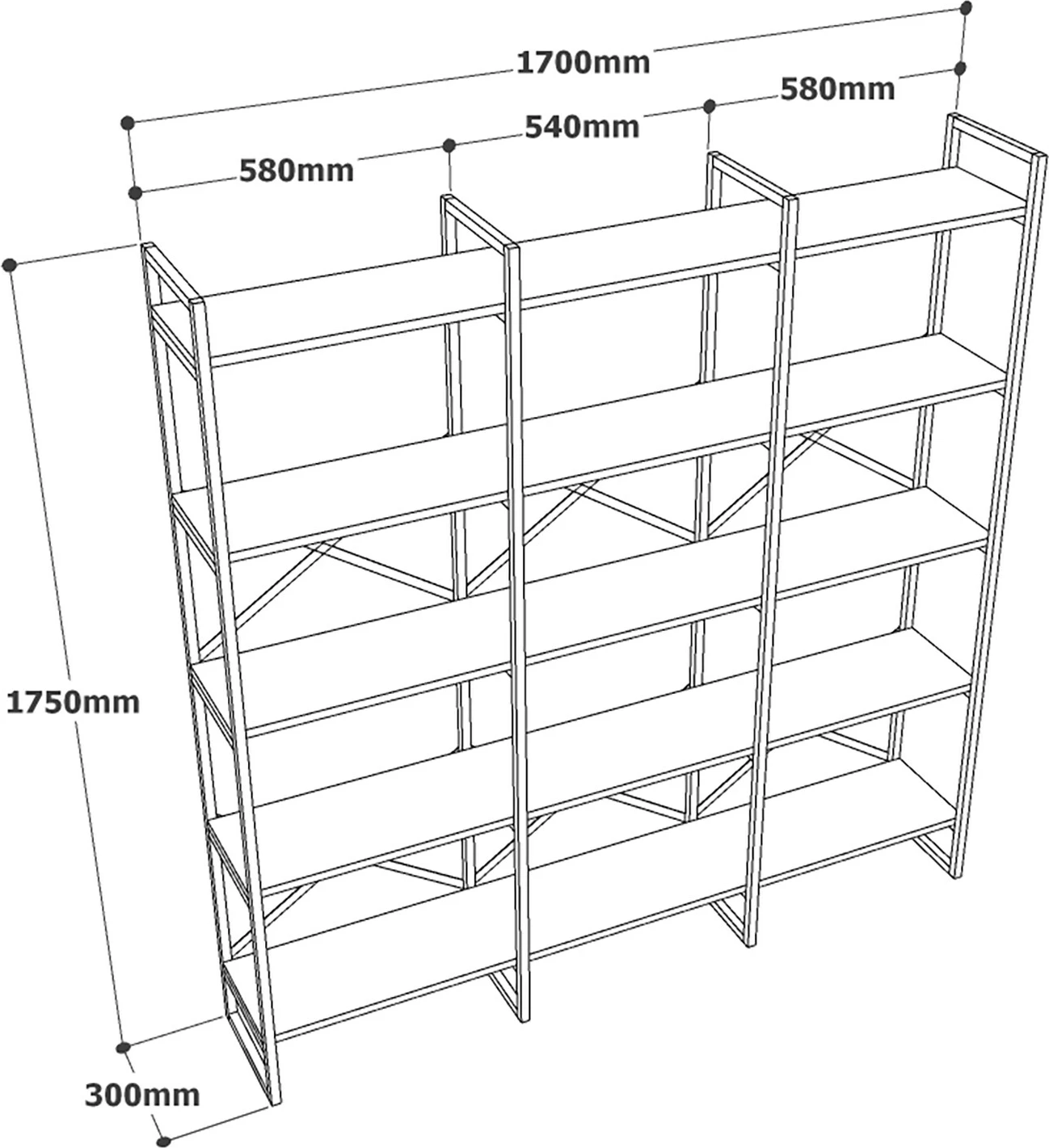 Raft librash Hanah Home, Vg6-Ge, mermer i bardhë, ar, shumë rafte