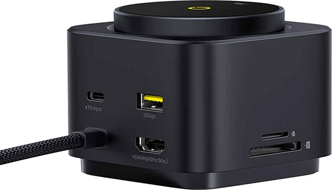 Kasë Baseus MagPro Series II 7-in-1 me karikues wireless MagSafe 15W, HDMI, USB-A, USB-C, SD/TF, e zezë