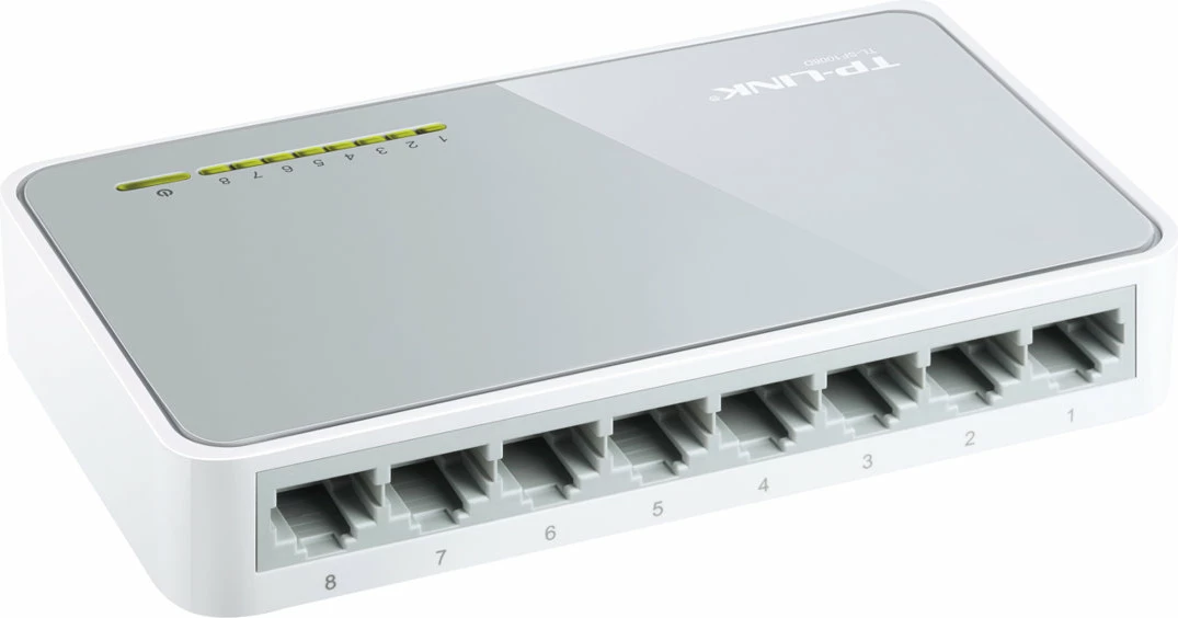 Switch TP-LINK TL-SF1008D, 8 porta, Fast Ethernet, Bardhë