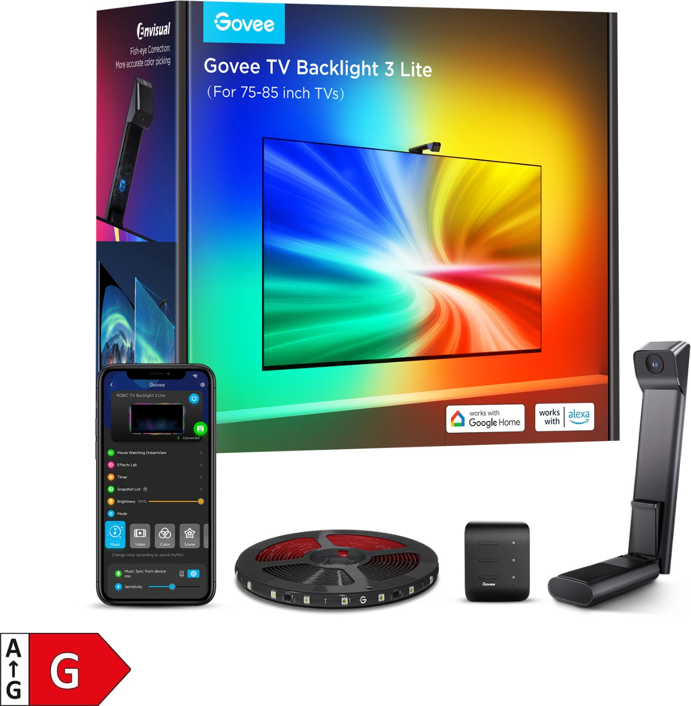 Dritë LED prapa TV Govee Envisual TV Backlight 3 Lite 75-85"