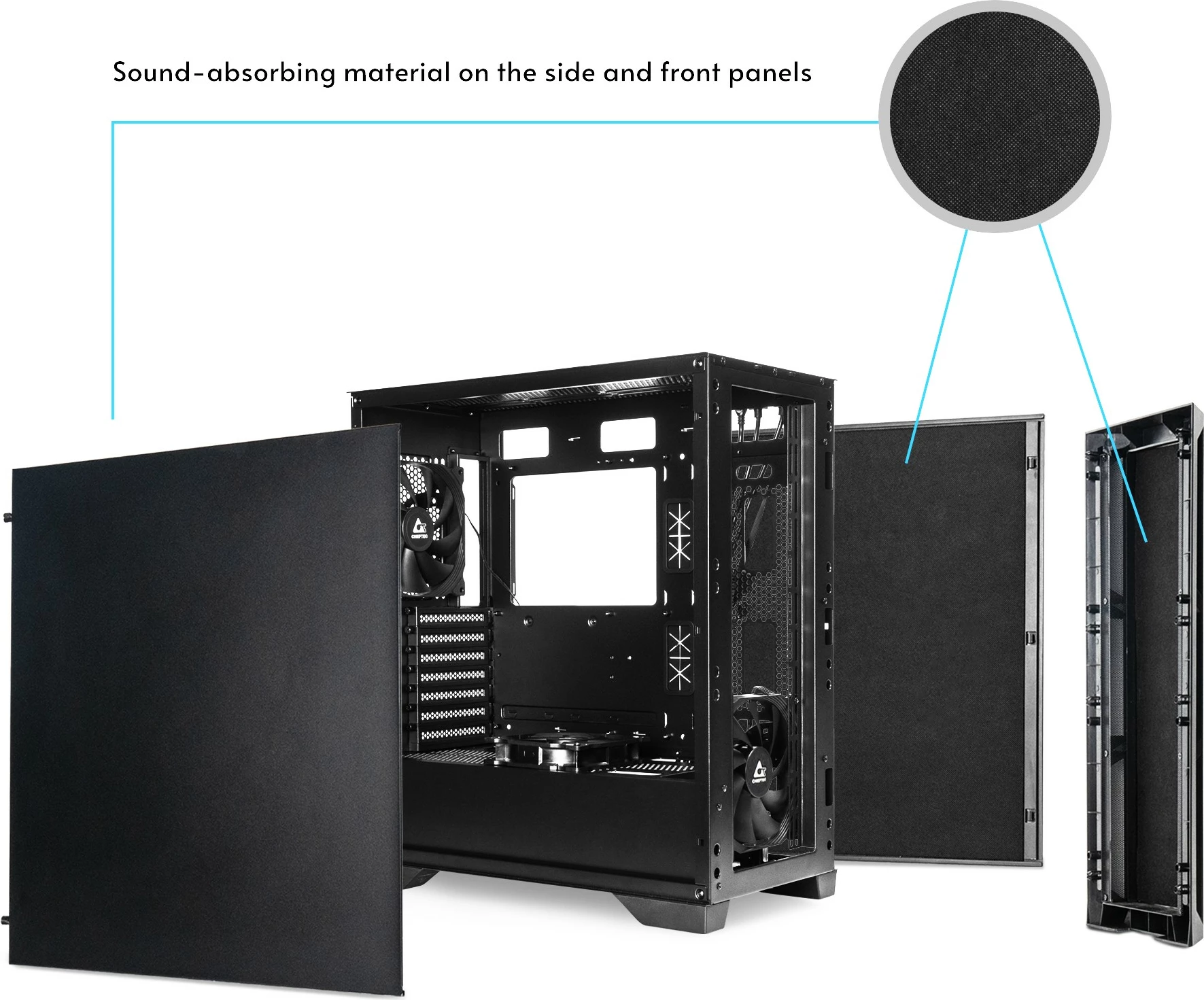 Kasë Chieftec Midi APEX GA-01B-Q-OP, ATX, EATX, ITX, micro ATX, Mini-ITX, SSI CEB, SSI EEB, uATX, e zezë
