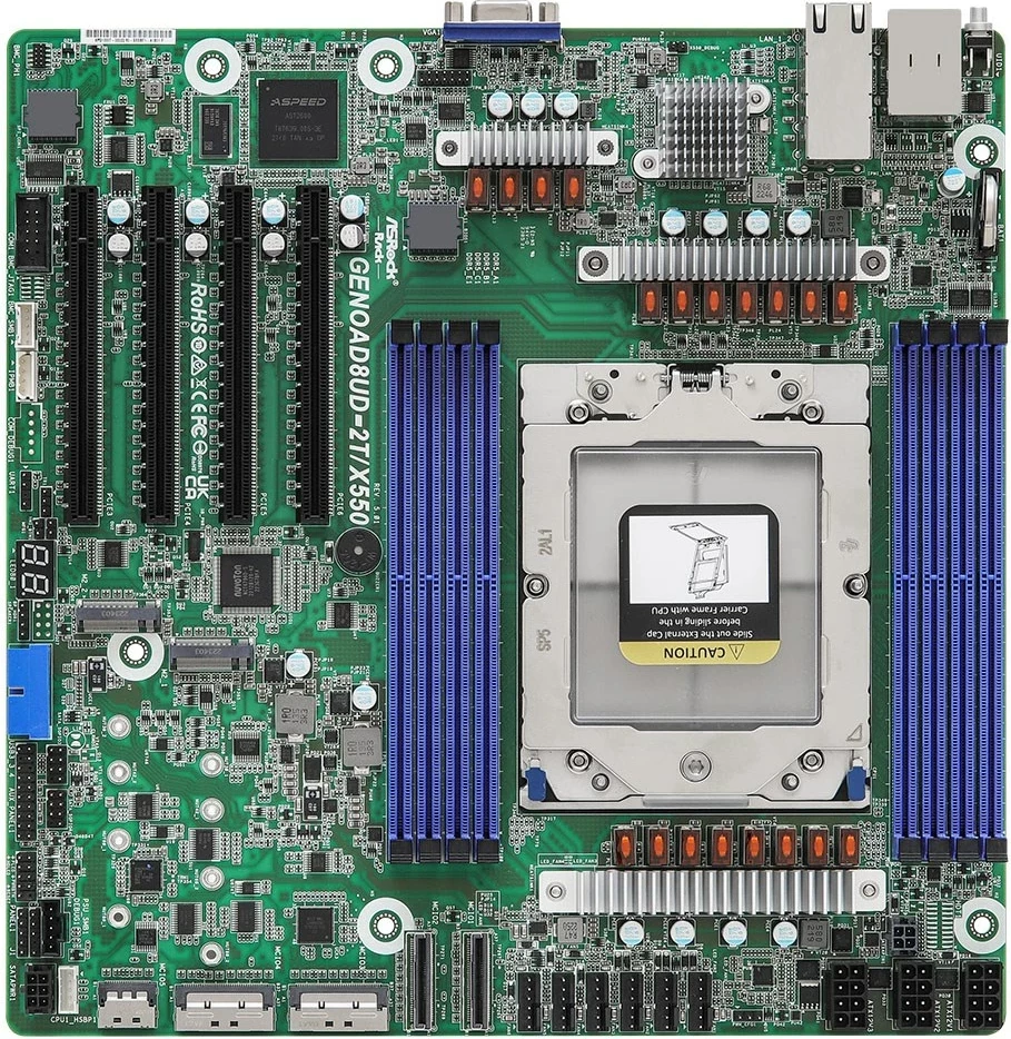 Pllakë amë Asrock GENOAD8UD-2T/X550, Socket SP5, micro ATX, për serverë