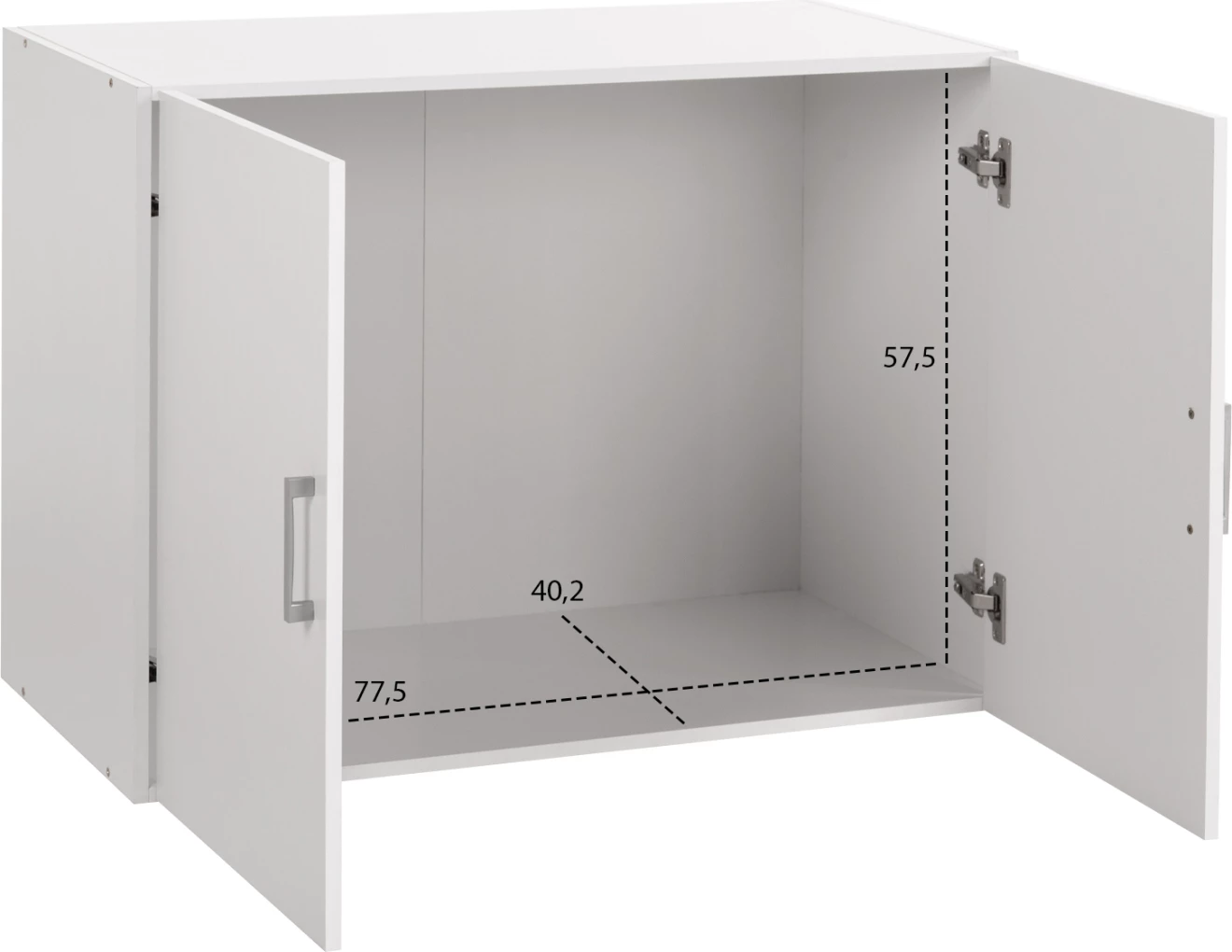 Kabinet i sipërm për gardërobë me 2 dyer, JASLYN FH350.05, melaminë, ngjyrë e bardhë, 80.2x42x60H cm