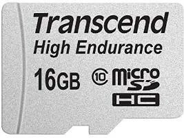 Kartelë memorie Transcend High Endurance 16GB, microSDHC, Class 10, MLC, e zezë/gri
