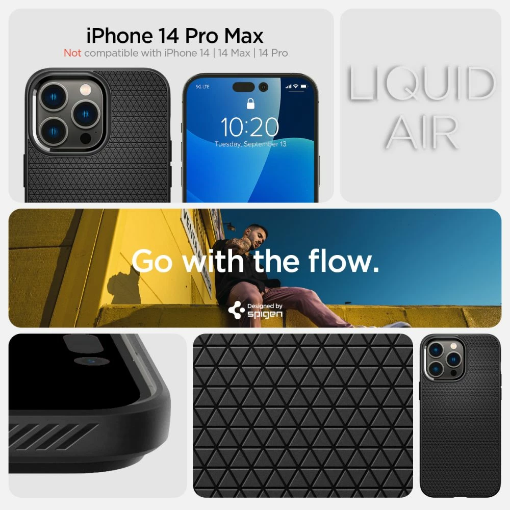 Mbështjellës Spigen Liquid Air për iPhone 14 Pro Max, Matte Black