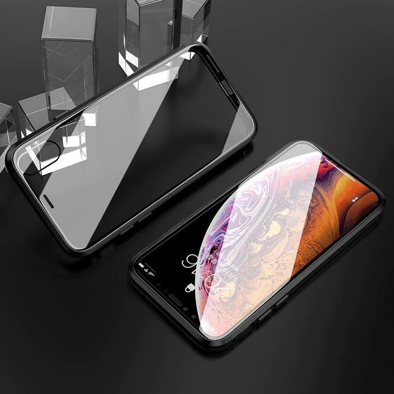 Mbështjellës Wozinsky Full Magnetic Case për Samsung Galaxy A72, xham i integruar, zi-transparent